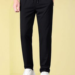 mastersahab Men Regular Fit Black Lycra Blend Trousers-picture-0