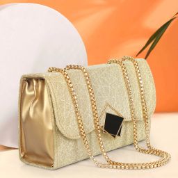 Gold Women Sling Bag Gold Cross body Chain Sling Bag for Ladies-image-87