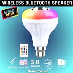 Clairbell Bluetooth Music Bulb Speaker With Remote Control Change Disco light for HomeW35 Smart Bulb-image-94