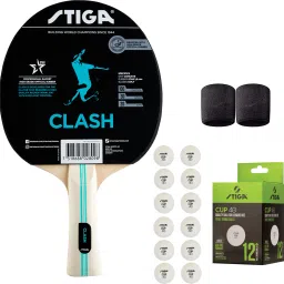 Table Tennis Kit - ( 1 Stiga Clash Bat, 12 Stiga Cup 40+ Balls, 2 Wrist Band) Multicolor Table Tennis Racquet-image-20