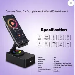 ULTRABYTES Phone Stand with Wireless Bluetooth Speaker, 3 in 1 Mobile Phone Holder Stand 10 W Bluetooth Speaker image 3