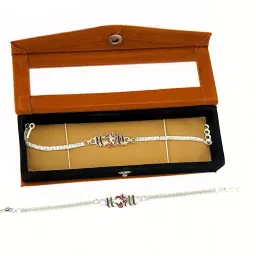 Bracelet OM Rakhi for brothers Silver Chawal Roli Pack Set-24