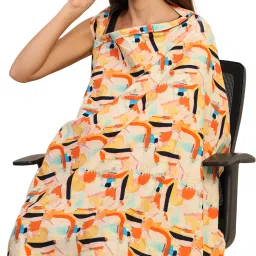 Nursing Cover for Breastfeeding, Cover up with Arch Neckline, Breathable Breast Feeding Cloak-image-3