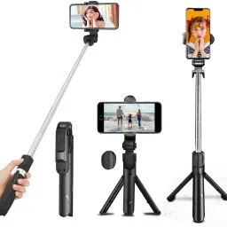 G2L Wireless Bluetooth Foldable Mini Tripod Selfie Stick with Detachable Remote Monopod, Tripod-1
