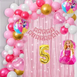 Printed Barbie Theme 5th Birthday DIY Decoration Item Kit For Girls Balloon-image-19