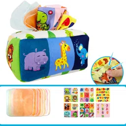Soft Tissue Box Toy Baby Sensory Learning Activity Toy 6-18 Months Rattle-10