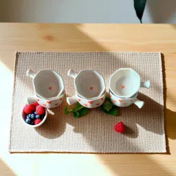 Ceramic Sauce Bowl Ceramic Orange Heart Printed Hexagone Chutney Bowl Pack Of 6-image-50