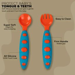 aerex Baby Fruit & Food Nibbler with Feeding Spoon and Fork Set - Silicone image 2