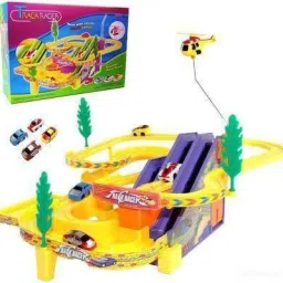 Track Racer Toy Game Car Racing Ramp Set with Rotating Helicopter Battery Operated and Musical for Games Kids (Multicolor)-27