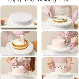 naksht Cake Tools Round Easy Rotate Turntable Revolving Plastic Cake Server image 4