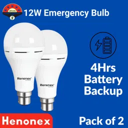 henonex Pack of 2 – 12W Long Backup Rechargeable Emergency Bulbs 2 hrs Bulb Emergency Light-picture-5