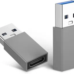 Fedus Grey USB C Female to USB Male Adapter, USB-C to USB 3.0 Adapter, Type C to A Power Charger Cable Connector 5GB SuperSpeed Data Sync & Fast Charging For Laptop, PC, Charger, Power Bank - Pack Of 2 Phone Converter-28