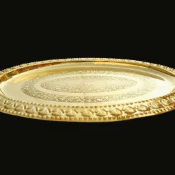 Nakshi Flower Design Embossed Oval Vintage Serving Tray Tray Serving Set-image-72