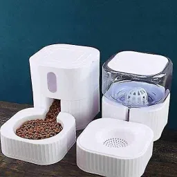 Automatic Cat Feeder and Water Dispenser, 1.8L Gravity Pet Food Feeder Plastic Pet Bowl & Bottle-24