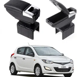 PU Leather AR-01 Car Armrest Console Box For i20 Black Car Armrest-25