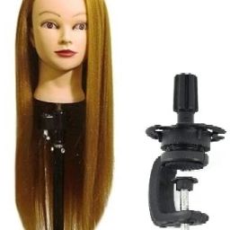 Cutting hair dummy Synthetic Golden hair for Practice Styling & Training Purpose Hair Extension-image-58