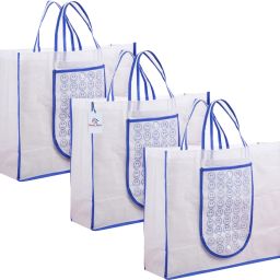 Front Pocket Grocery Bag with Handle|Pack of 3|Blue Pack of 3 Grocery Bags-image-22