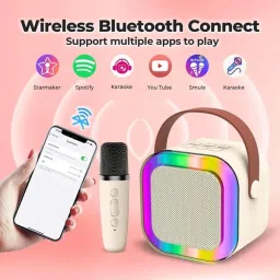 TECHMAZE K12 Speaker Machine Bluetooth-Compatible Wireless Karaoke Mic Speaker k10 10 W Bluetooth Speaker image 5