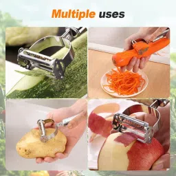 3 in 1 Durable Razor Sharp Cutter Slicer Vegetable Julienne Peeler for Kitchen Straight Peeler Set-image-72