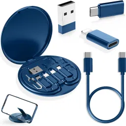 Retail Infinity Blue Multipurpose USB Cable Kit, USB C to Lighting Adapter Box Phone Converter-30