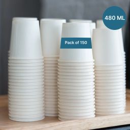 Pack of 150 Paper 16oz 480 ML Disposable Drinking Paper Cups for Hot & Cold Beverages- Pack of 150-35