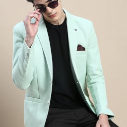Men Self Design Single Breasted Casual Blazer-image-50