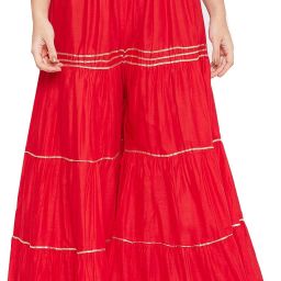 Women Regular Fit Red Cotton Blend Trousers-image-94