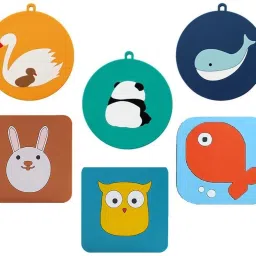Cartoon Silicone Non-Slip Insulation Cute Animal Pattern Trivet pan for Tea Mug (Random Pattern & Color , Round & Square) Polyvinyl Chloride Trivet-image-70