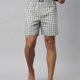 Side Pockets, Tag Free Comfort & Smartskin Technology Style# 024 Woven Cotton Checkered Men Boxer-image-24