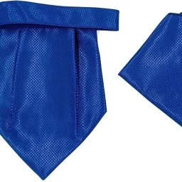 GOOD ONE STORE Micro Cravat set with pocket square for Men's ( Blue 109 ) Cravat-image-5
