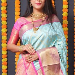 divastri Embellished, Woven Kanjivaram Silk Blend Saree-picture-3