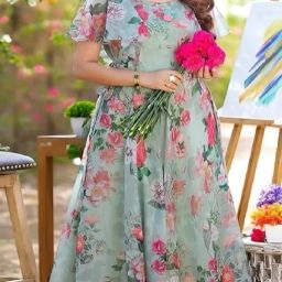 Floral Print Georgette Stitched Anarkali Gown-image-33