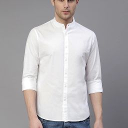 Men Slim Fit Solid Mandarin Collar Casual Shirt-image-95