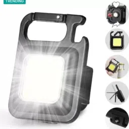 LED Flashlight, COB Rechargeable Work light Key Chain 5 hrs Torch Emergency Light-3