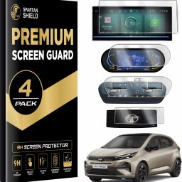 spartan shield Screen Guard for TATA ALTROZ 2025 [4 PACK] || ACCOMPLISHED S || 10.25 Inch [Thin Corners] Infotainment + Smart Digital Steering + AC Panel + 7 inch Instrument Cluster Protector || Anti Scratch || All New TataAltroz Feel Special Edition Car Display Accessories [NOT TEMPERED GLASS]-image-98