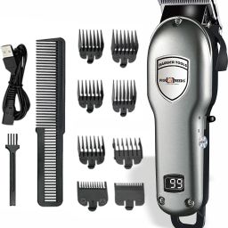 Pick Ur Needs Rechargeable Professional Hair Clipper/Trimmer Barber Tool With LED Display 6WShaver For Men-25