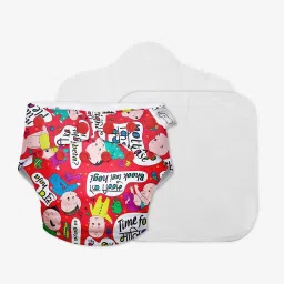 Freesize UNO - Washable Baby Nappy/ Cloth Diaper + 1 Organic Cotton Dry Feel pad +1 Booster Pad (Baby Talk)-24