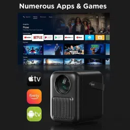 WANBO T6R Max Native Full HD (7000 lm / 2 Speaker / Wireless / Remote Controller) 4K HDR, Android 9.0 Fully Automatic | Dust Proof | 10 Watt Hi-Fi Speaker | Dual WiFi, BT | 250" Max Screen Projector image 3