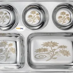 BHOJAN THALI SET OF 1 PIECES 5 COMPARTMENTS EACH Sectioned Plate Dinner Plate-16