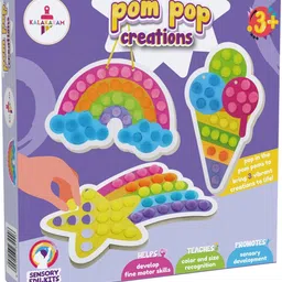 kalakaram Pom Pop Creations – Color Matching Montessori Toy with 3 Foam Boards & 100 Poms-picture-24