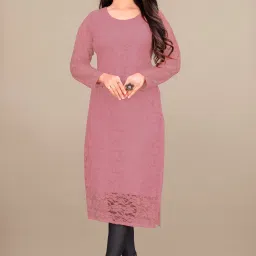 Women Self Design Net A-line Kurta-12
