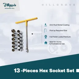 hillgrove HGCM532M7 13Pcs Hex T-Handle Socket Spanner Wrench Set for Automobiles/Bike/Car HGCM532M7 13Pcs Hex T-Handle Socket Spanner Wrench Set for Automobiles/Bike/Car Single Sided T Type Wrench image 2