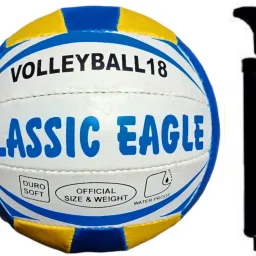 Volleyball Blue Edition Classic Volleyball with Air pump Size-4 ( pack of 1) Volleyball - Size: 4-picture-10
