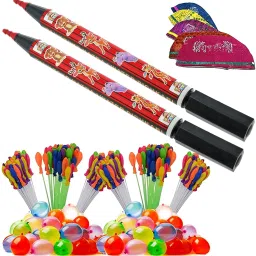 (2 Pencil Pichkari +6 Magic Balloon +10 Holi Cap)for Kids Holi & Pool Party Fun Water Gun-image-80