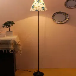 new era Intricate Multicolour Cotton Fabric Shade Club Floor Lamp With Iron Base-picture-23