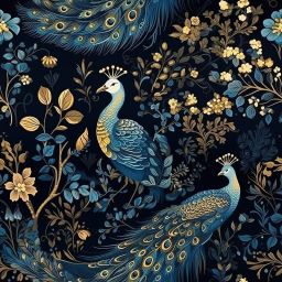 Floral & Botanical Blue Wallpaper-image-87