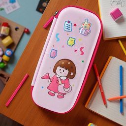 colorbee Cute Pink Pencil Pouch Cartoon Girl Birthday Dress School & Travel Friendly Animal Character, Cute Girl Cartoon, Floral Prints Art Polyester Pencil Box-picture-17