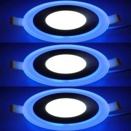 6 watt (3+3) LED Round Panel Light Ceiling POP 3D Effect Lighting (Double Color)Blue & White pack of 3 Recessed Ceiling Light Ceiling Lamp-image-58