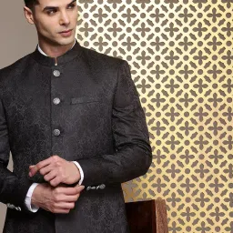 Men Self Design Bandhgala Party Blazer-image-57