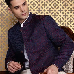 Men Self Design Single Breasted Festive & Wedding Blazer-image-23